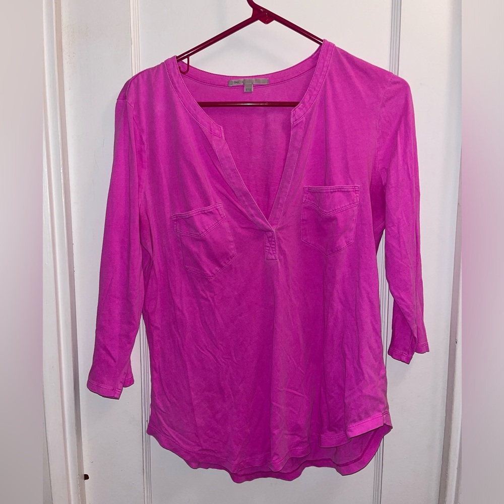 Gap chase military neon magenta 3/4 sleeve top